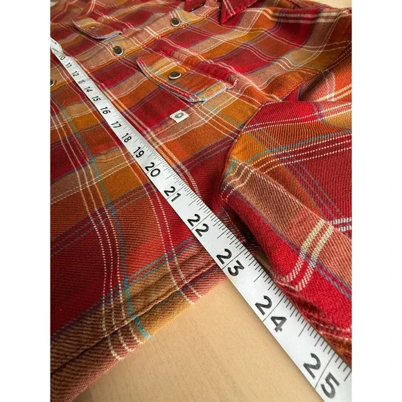 Marmot Mens Plaid Long Sleeve Button Up Shirt Red Orange Blue Size M/M - Picture 8 of 10